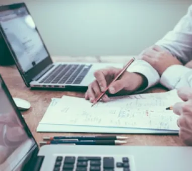 Person working on a laptop