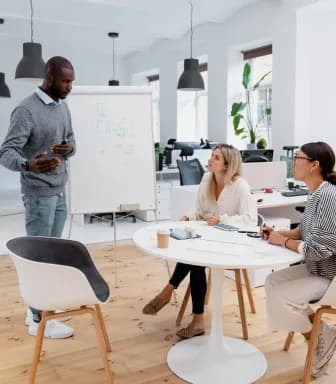 Team discussing website planning